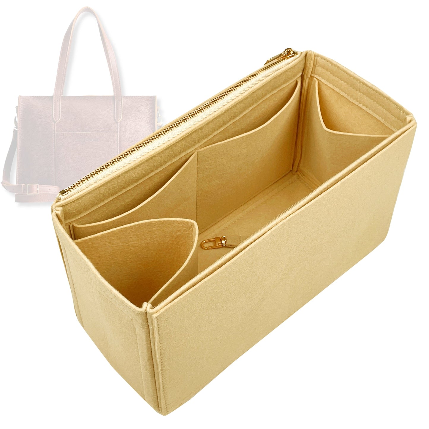 Bag Insert for (Portland Leather Goods, Large Lola Zipper Crossbody Tote - East/West) Organizer Tote Purse Organiser Liner Shaper [Premium Felt Material]