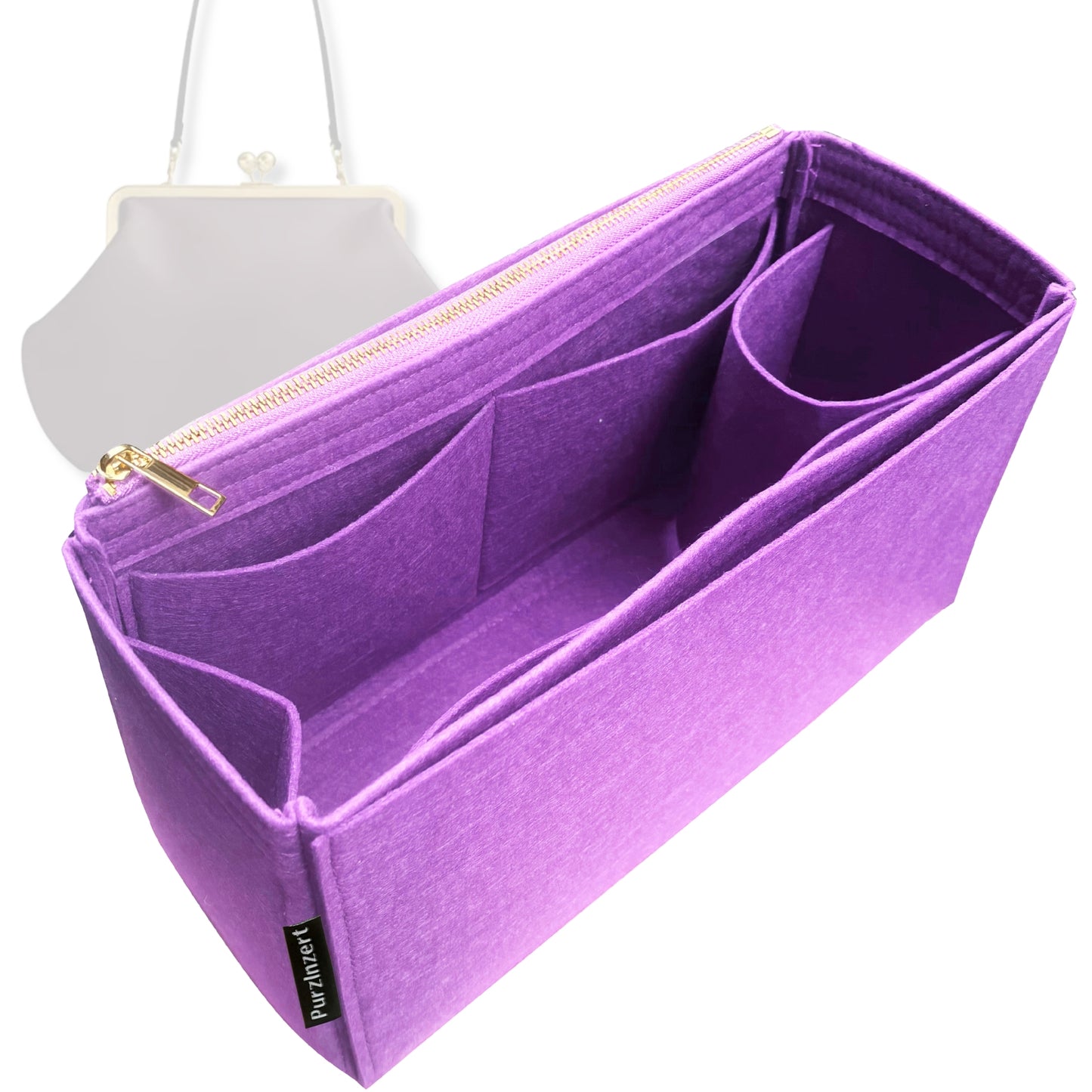 Bag Insert for (Coach, Kisslock Frame Bag 16) Organizer Tote Purse Organiser Liner Shaper [Premium Felt Material]