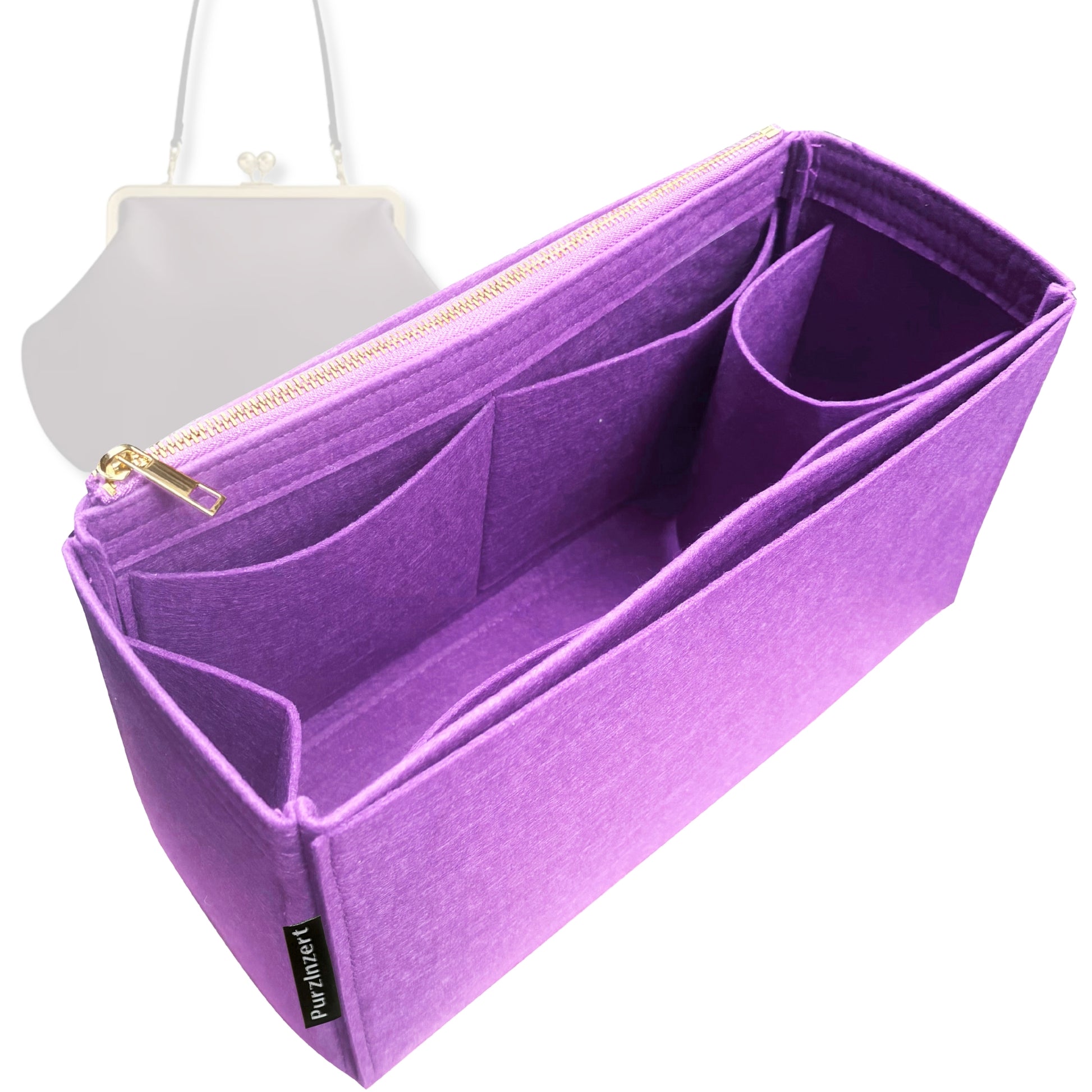 Bag Insert for (Coach, Kisslock Frame Bag 16) Organizer Tote Purse Organiser Liner Shaper [Premium Felt Material]