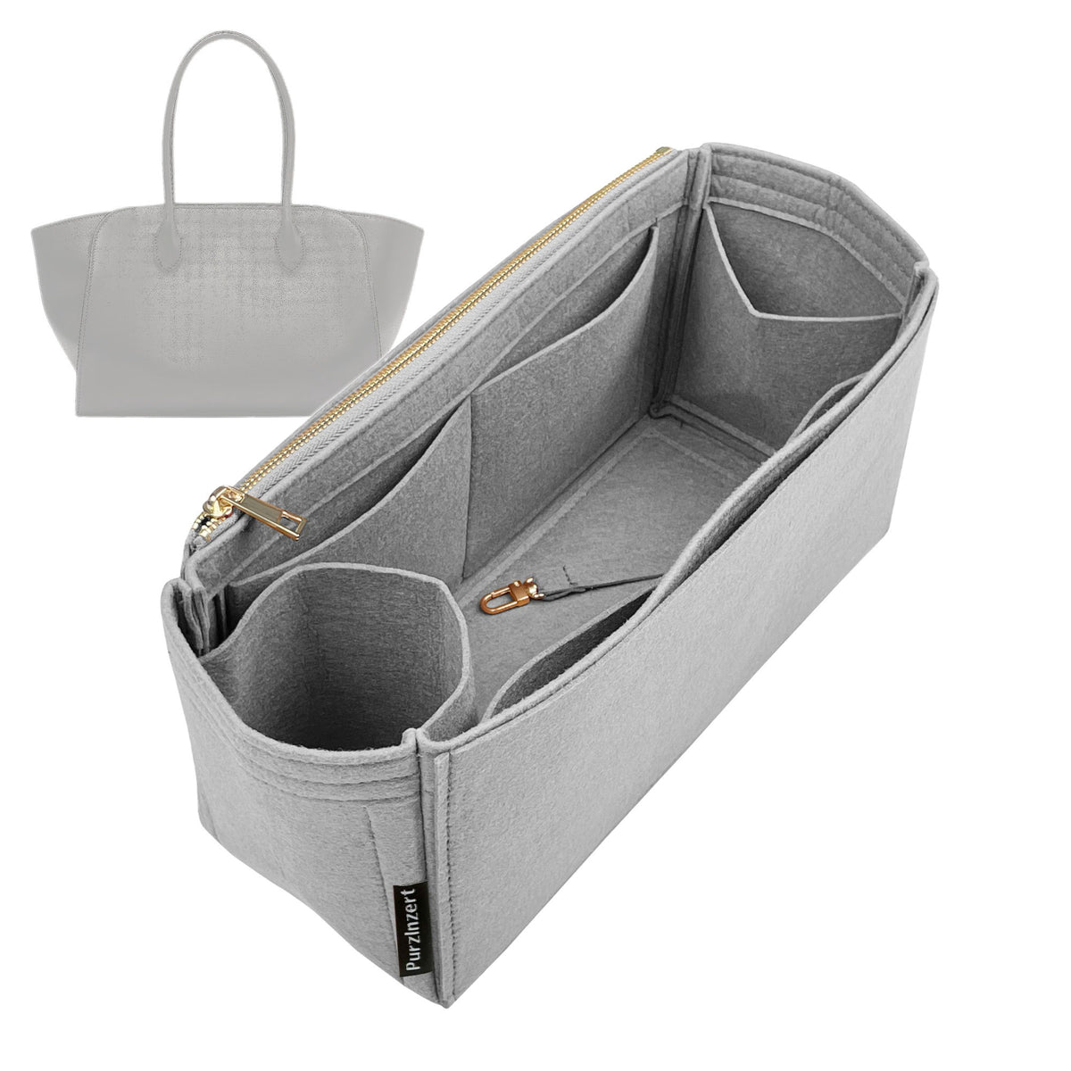 Bag Insert for (The Row, Marlo 17 Bag in Leather) Organizer Tote Purse Organiser Liner Shaper [Premium Felt Material]