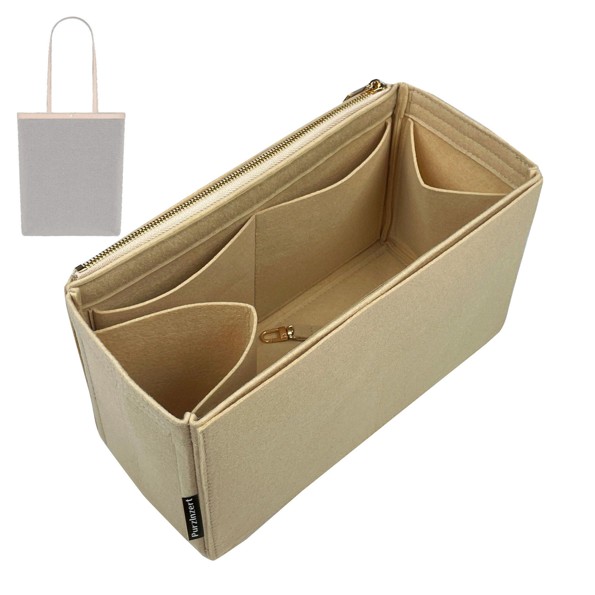 Bag Insert for (Celine, Medium FLAT SHOPPER IN Triomphe Canvas) Organizer Tote Purse Organiser Liner Shaper [Premium Felt Material]