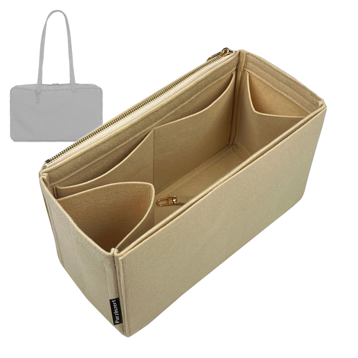 Bag Insert for (Baggu, Medium Nylon Bowler Bag 37cm) Organizer Tote Purse Organiser Liner Shaper [Premium Felt Material]