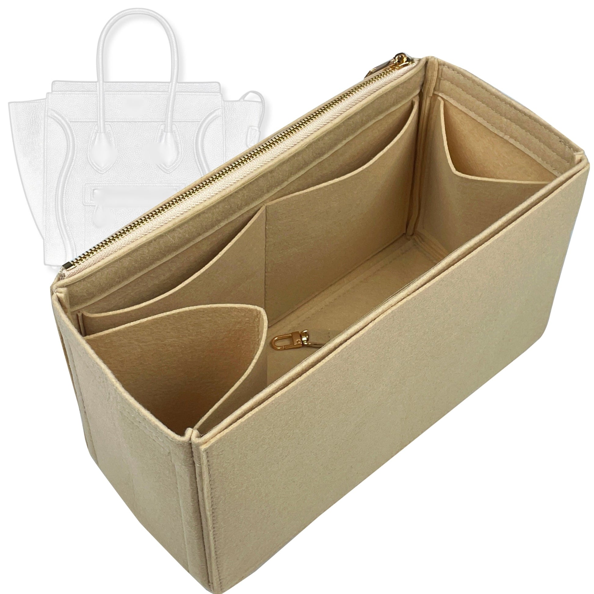 Bag Insert for (Celine, Micro Luggage) Organizer Tote Purse Organiser Liner Shaper [Premium Felt Material]