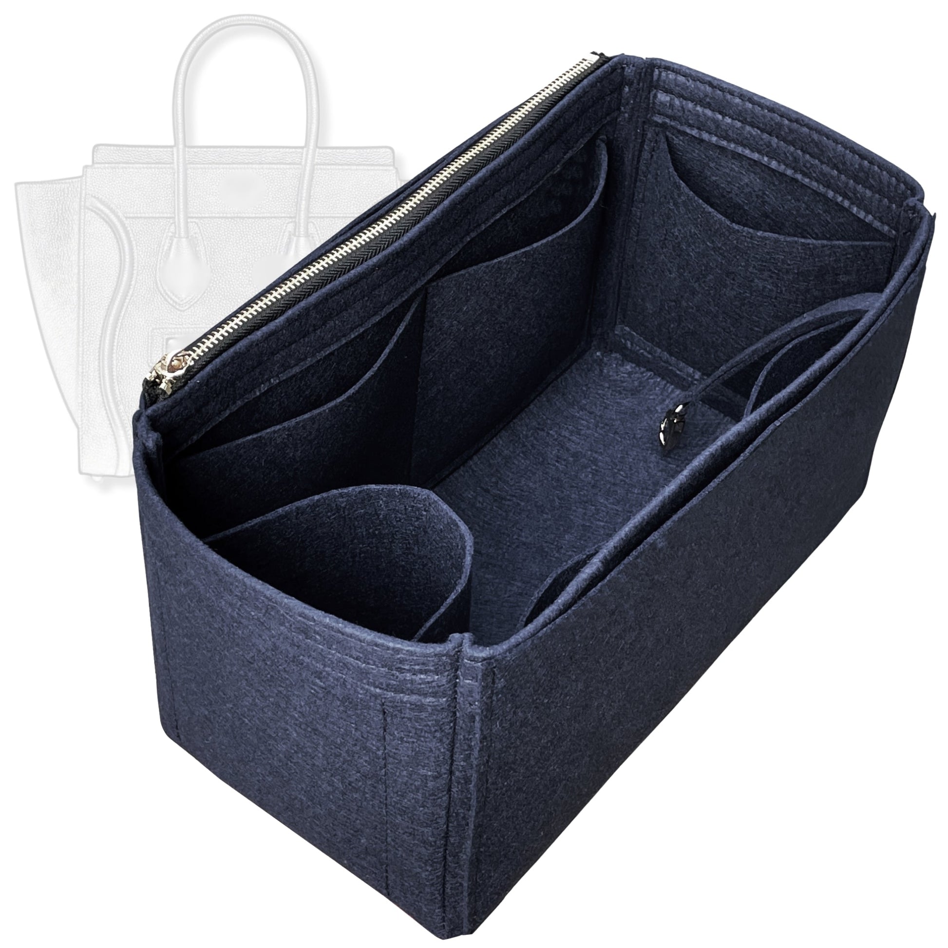Bag Insert for (Celine, Mini Luggage) Organizer Tote Purse Organiser Liner Shaper [Premium Felt Material]