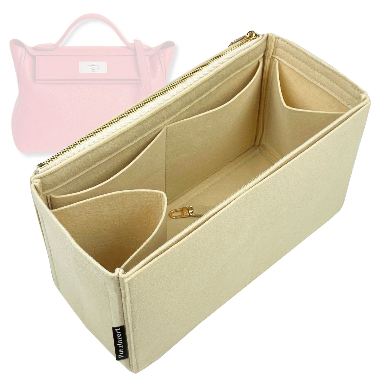 Bag Insert for (Hermes, 24/24 35 Bag) Organizer Tote Purse Organiser Liner Shaper [Premium Felt Material]