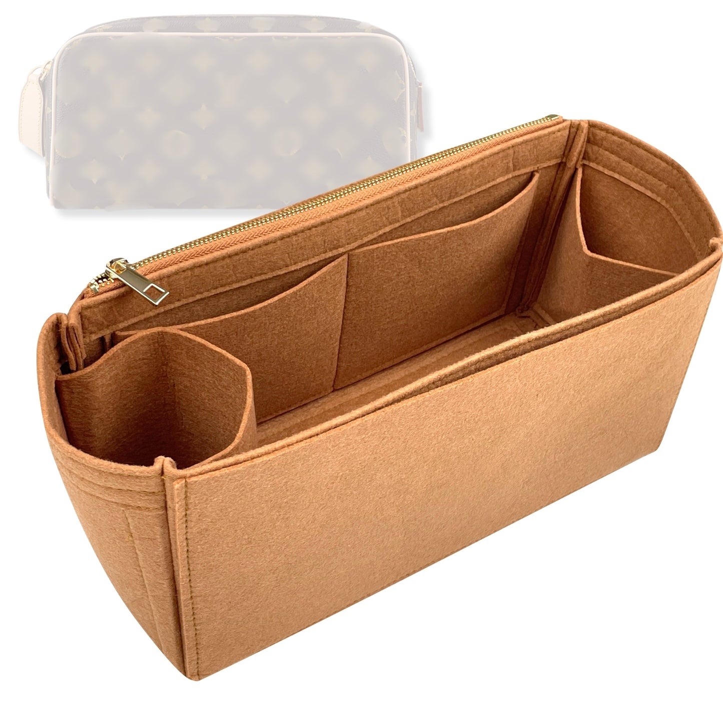 Bag Insert for (LV, Dopp Kit Pouch) Organizer Tote Purse Organiser Liner Shaper [Premium Felt Material]