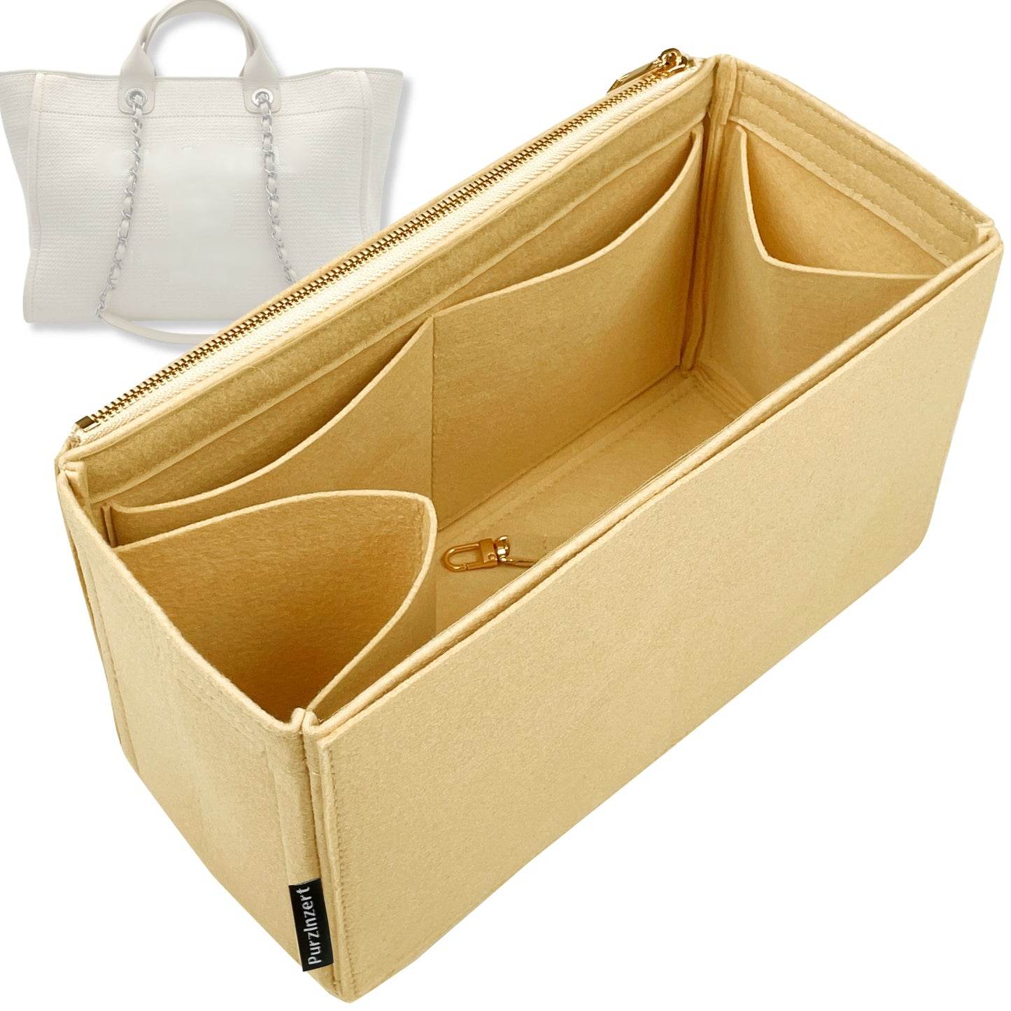 Bag Insert for (Chanel, Deauville Canvas Small) Organizer Tote Purse Organiser Liner Shaper [Premium Felt Material]