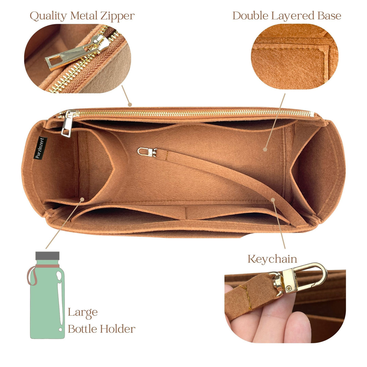 Bag Insert for (Parker Thatch, Charlie Bag) Organizer of Felt Fabric