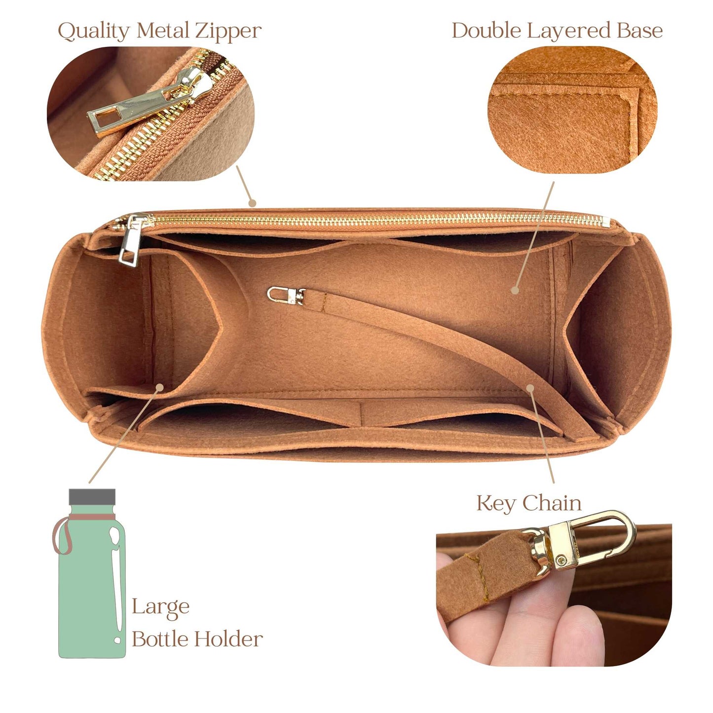 Bag Insert for (LV, Alma PM) Organizer of Felt Fabric