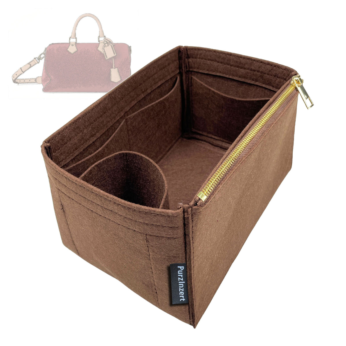 Bag Insert for (LV, P9 Speedy 40) Organizer Tote Purse Organiser Liner Shaper [Premium Felt Material]