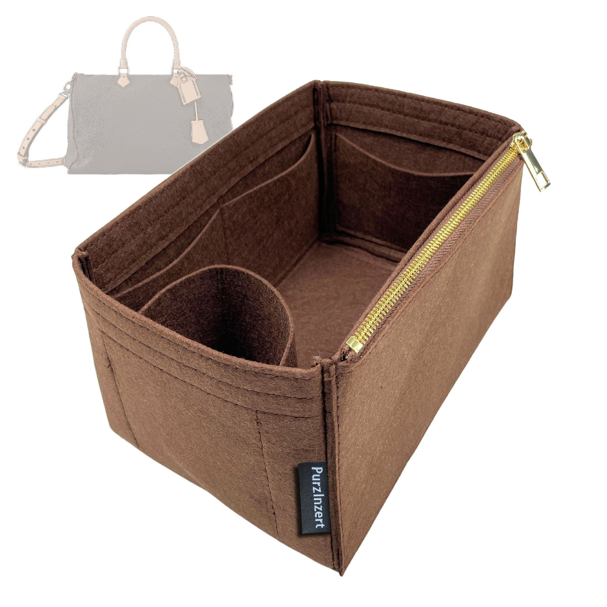 Bag Insert for (LV, P9 Speedy 50) Organizer Tote Purse Organiser Liner Shaper [Premium Felt Material]