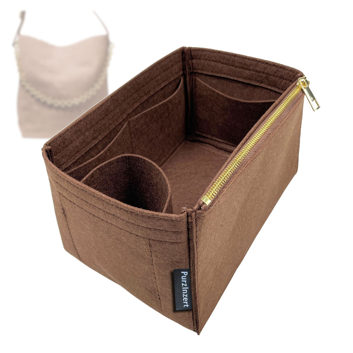 Bag Insert for (Michael Kors, Nolita Large Suede Bucket Tote Bag) Organizer Tote Purse Organiser Liner Shaper [Premium Felt Material]