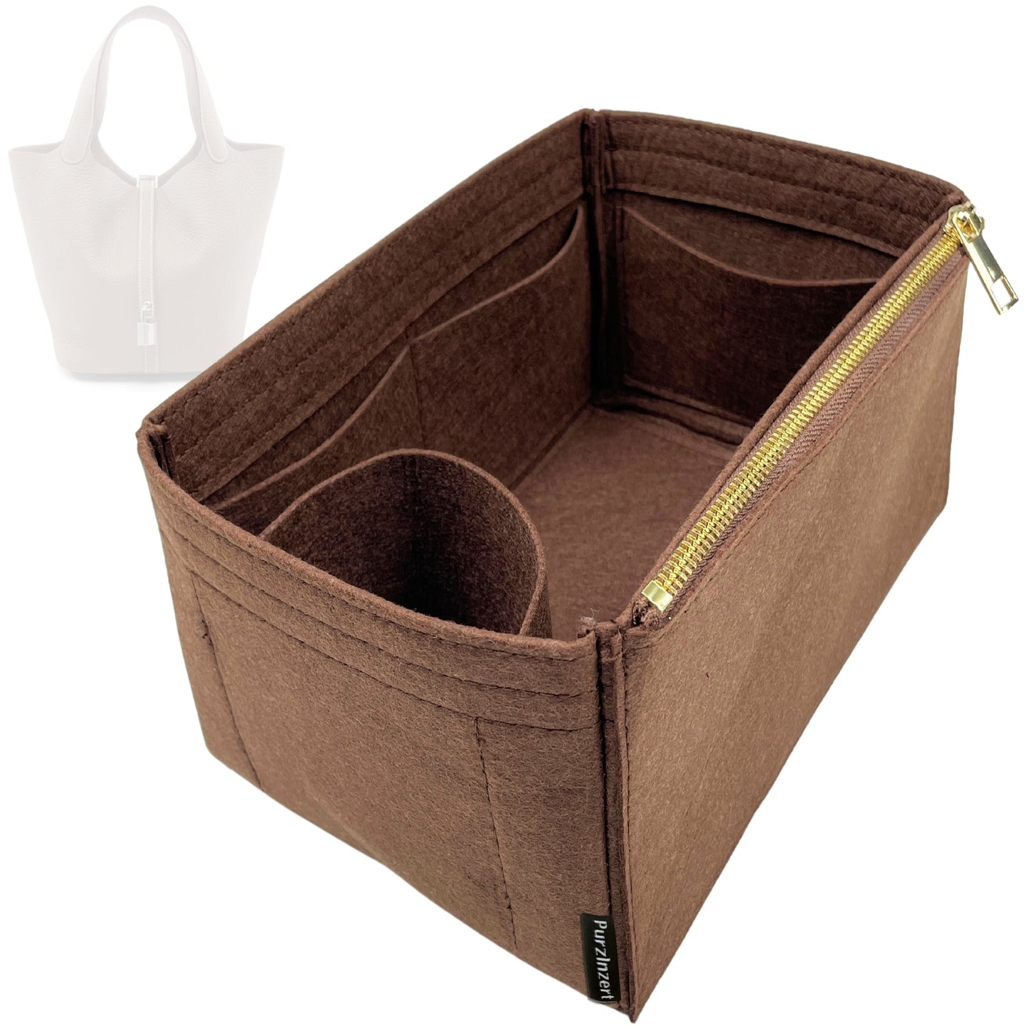 Bag Insert for (Hermes, Picotin 18 (PM)) Organizer Tote Purse Organiser Liner Shaper [Premium Felt Material]