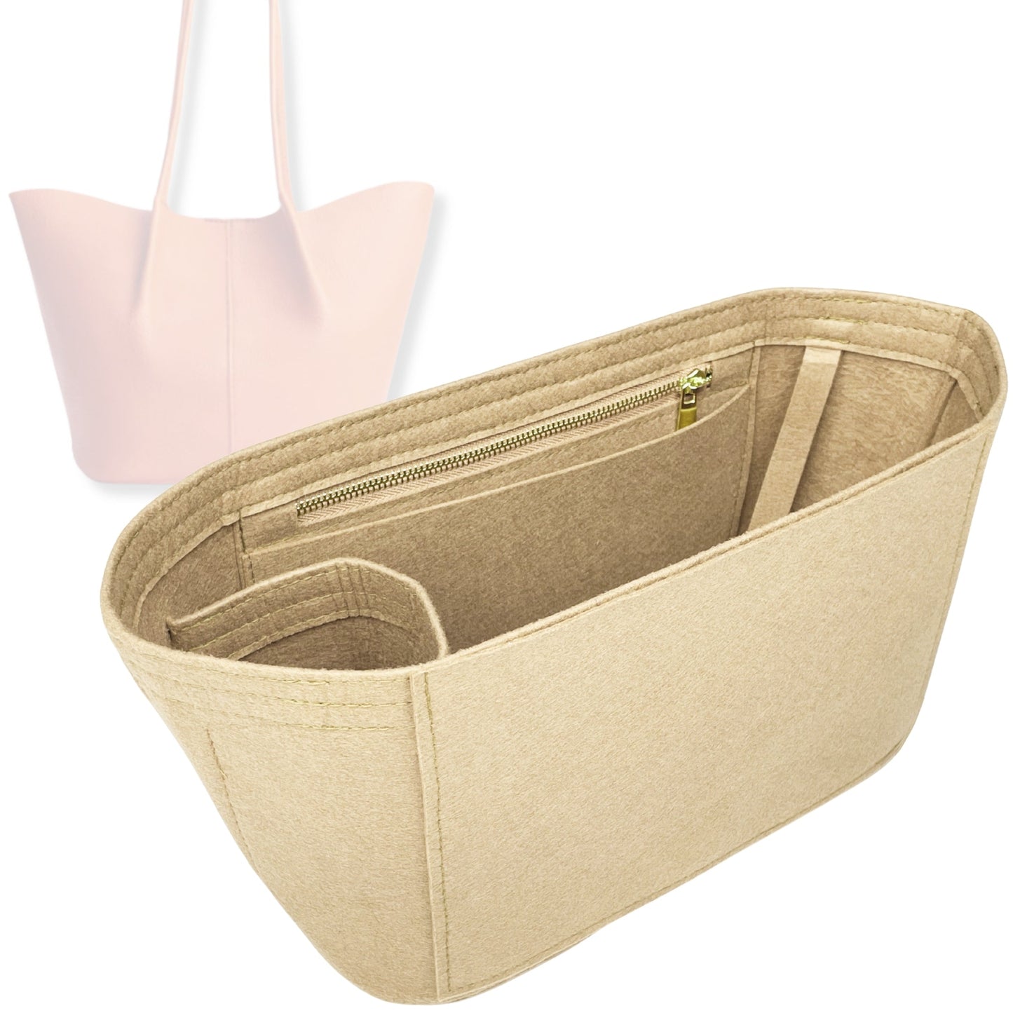 Bag Insert for (Portland Leather Goods, Devan Bucket Tote Large) Organizer Tote Purse Organiser Liner Shaper [Premium Felt Material]