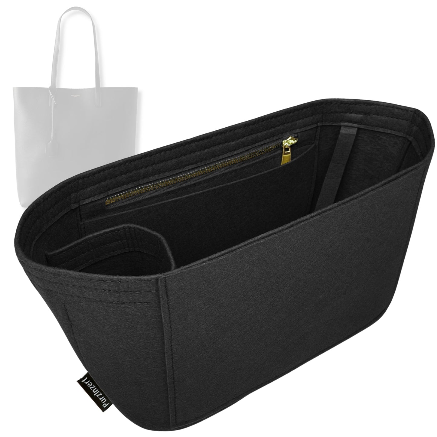 Bag Insert for (Saint Laurent (YSL), N/S Shopping Saint Laurent in Leather) Organizer Tote Purse Organiser Liner Shaper [Premium Felt Material]