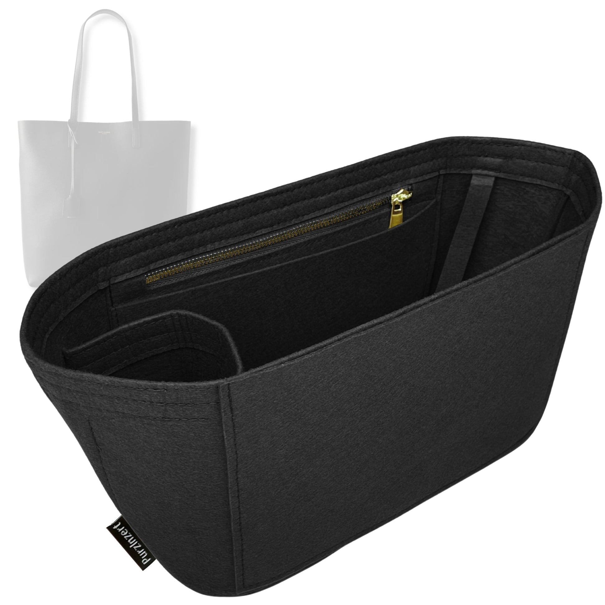 Bag Insert for (Saint Laurent (YSL), N/S Shopping Saint Laurent in Leather) Organizer Tote Purse Organiser Liner Shaper [Premium Felt Material]