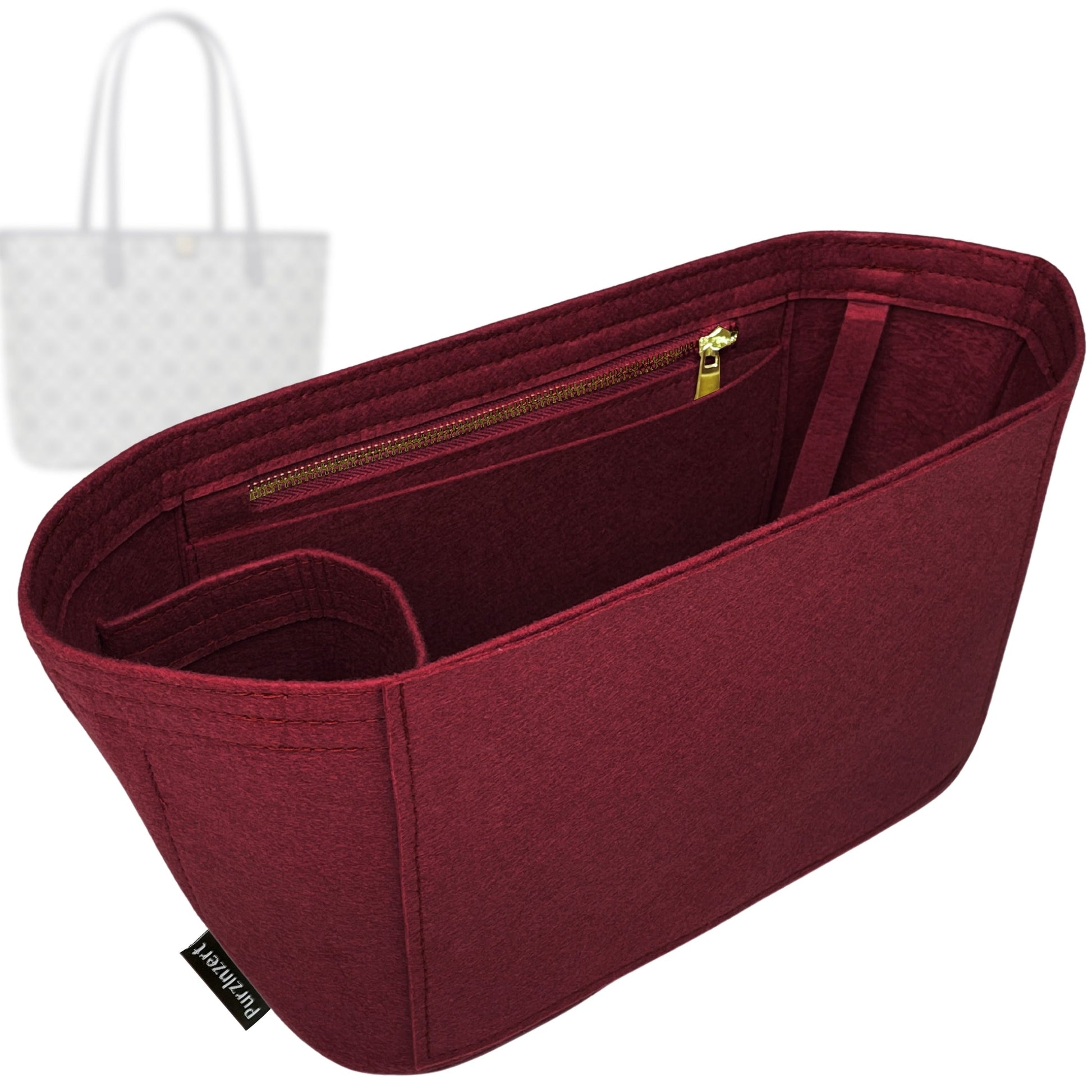 Bag Insert for (Tory Burch, Small T Monogram Zip Tote) Organizer Tote Purse Organiser Liner Shaper [Premium Felt Material]