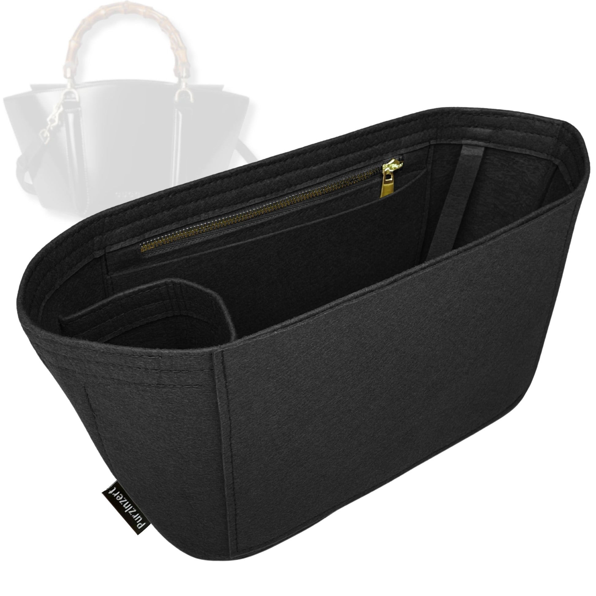 Bag Insert for (Gucci, Mini bamboo top handle tote bag) Organizer Tote Purse Organiser Liner Shaper [Premium Felt Material]