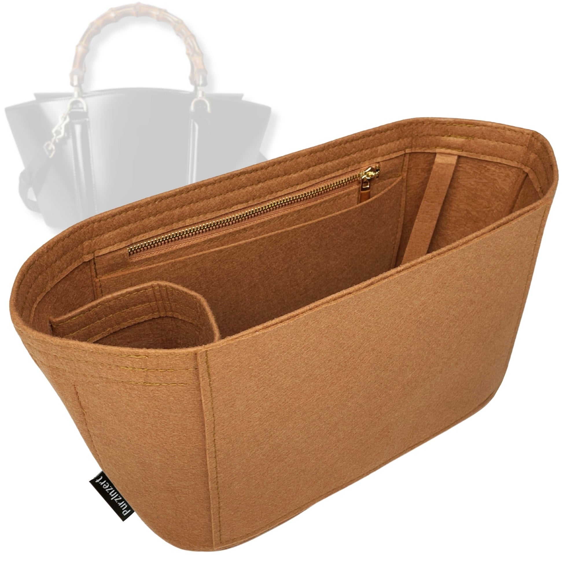 Bag Insert for (Gucci, Small bamboo top handle tote bag) Organizer Tote Purse Organiser Liner Shaper [Premium Felt Material]