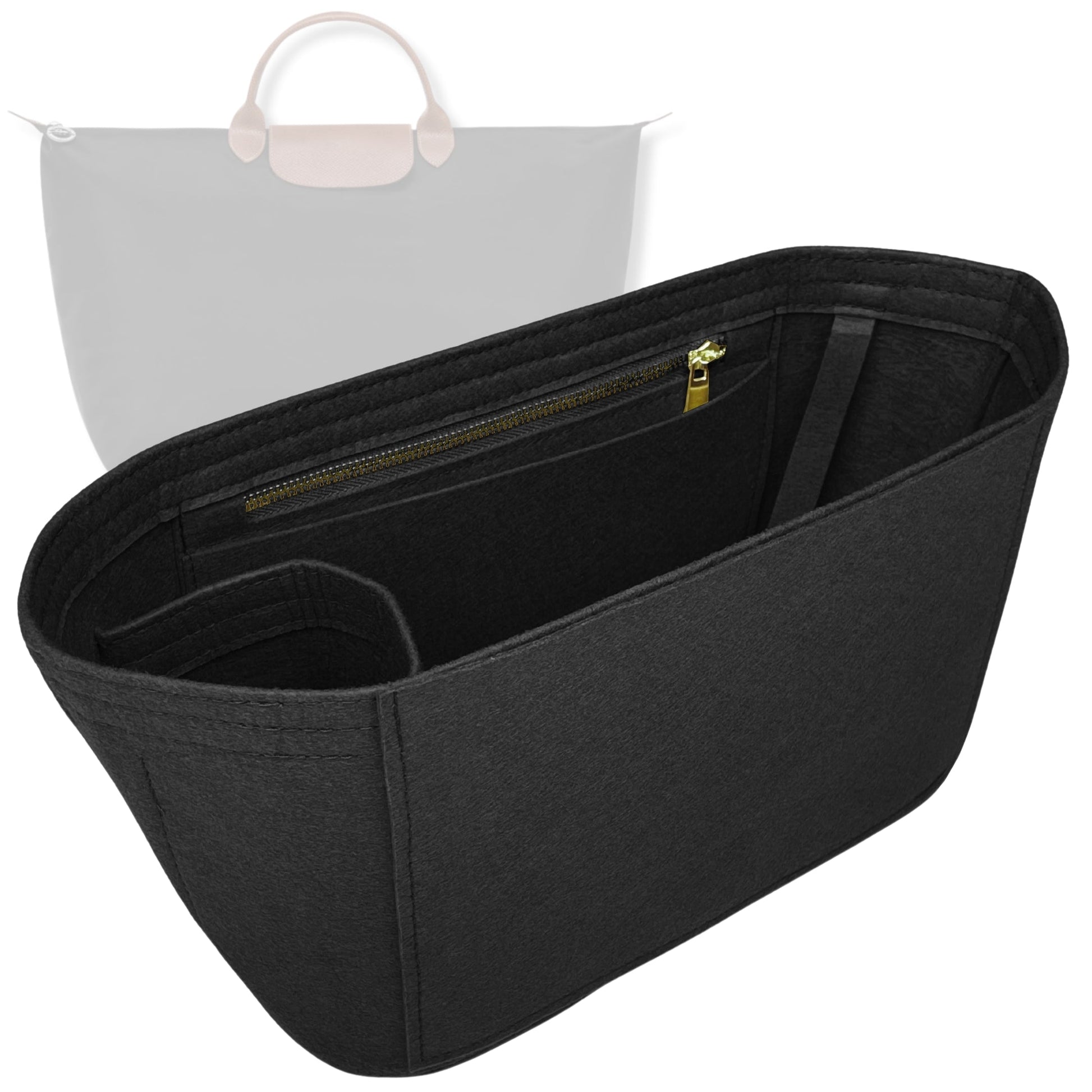 Bag Insert for (Longchamp, Le Pliage Green XL Travel bag) Organizer Tote Purse Organiser Liner Shaper [Premium Felt Material]