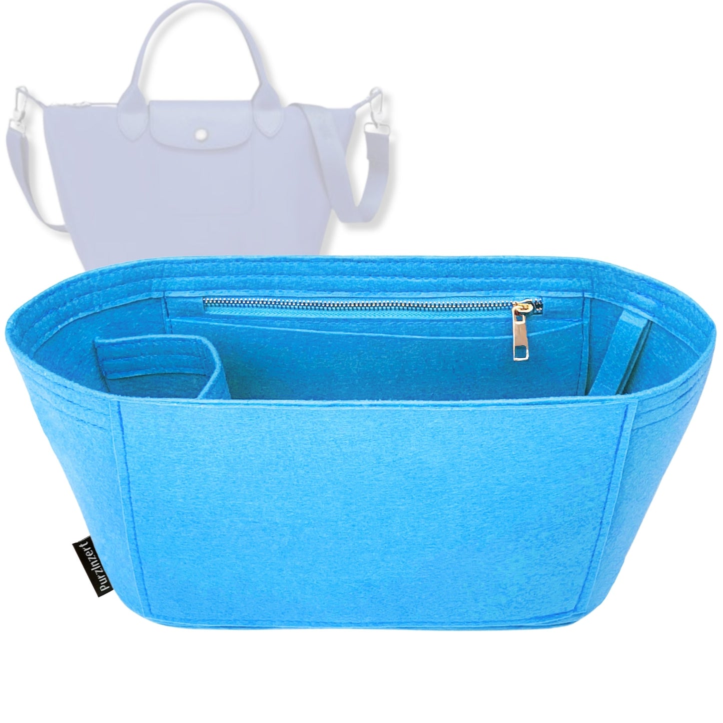Bag Insert for (Longchamp, Le Pliage Néo Top Handle Medium) Organizer Tote Purse Organiser Liner Shaper [Premium Felt Material]