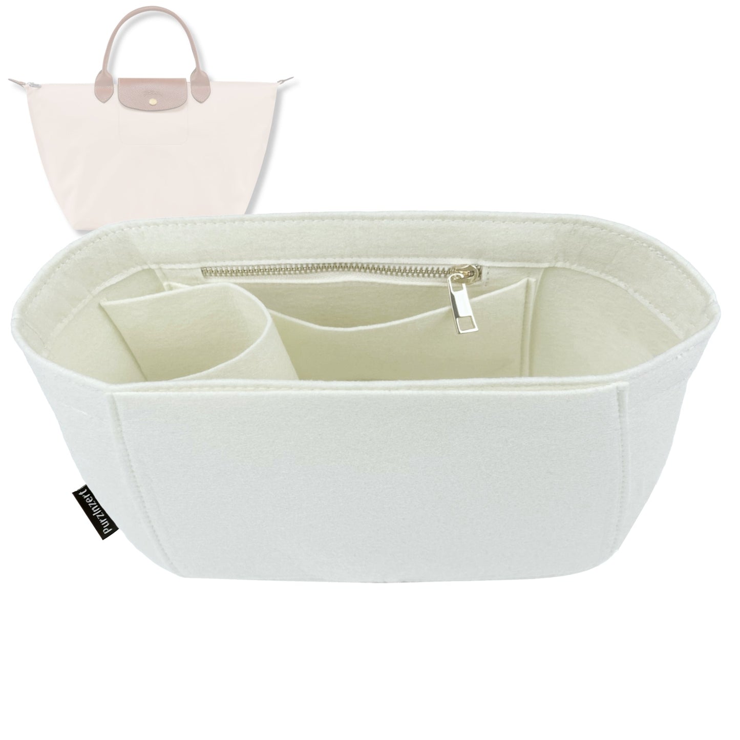 Bag Insert for (Longchamp, Le Pliage Top Handle Small) Organizer Tote Purse Organiser Liner Shaper [Premium Felt Material]