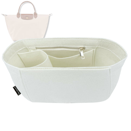 Bag Insert for (Longchamp, Le Pliage Top Handle Small) Organizer Tote Purse Organiser Liner Shaper [Premium Felt Material]