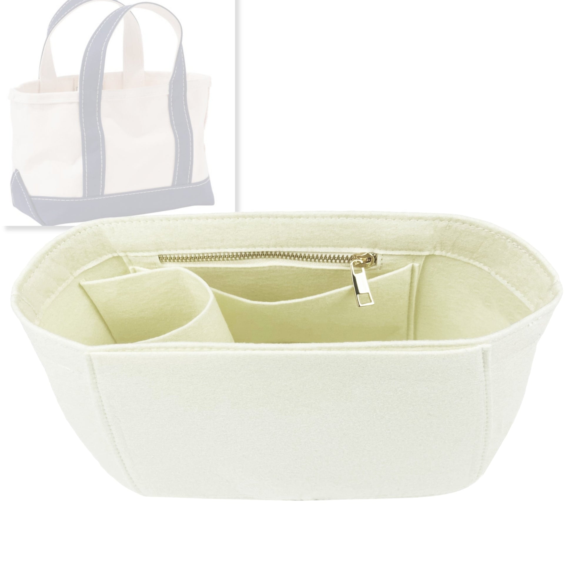 Bag Insert for (L.L.Bean, Boat and Tote - Mini) Organizer Tote Purse Organiser Liner Shaper [Premium Felt Material]