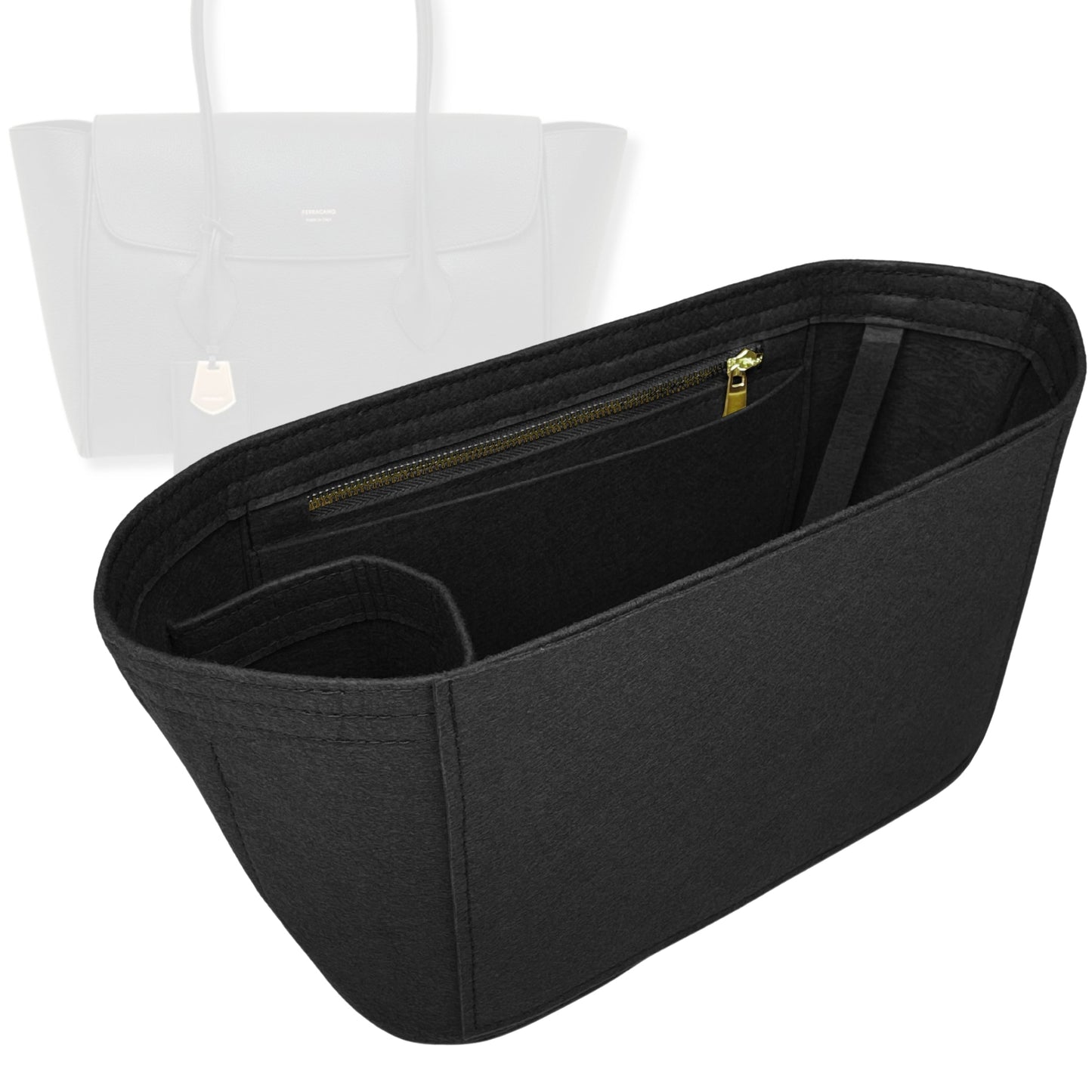 Bag Insert for (Ferragamo, East-West tote bag (XL)) Organizer Tote Purse Organiser Liner Shaper [Premium Felt Material]