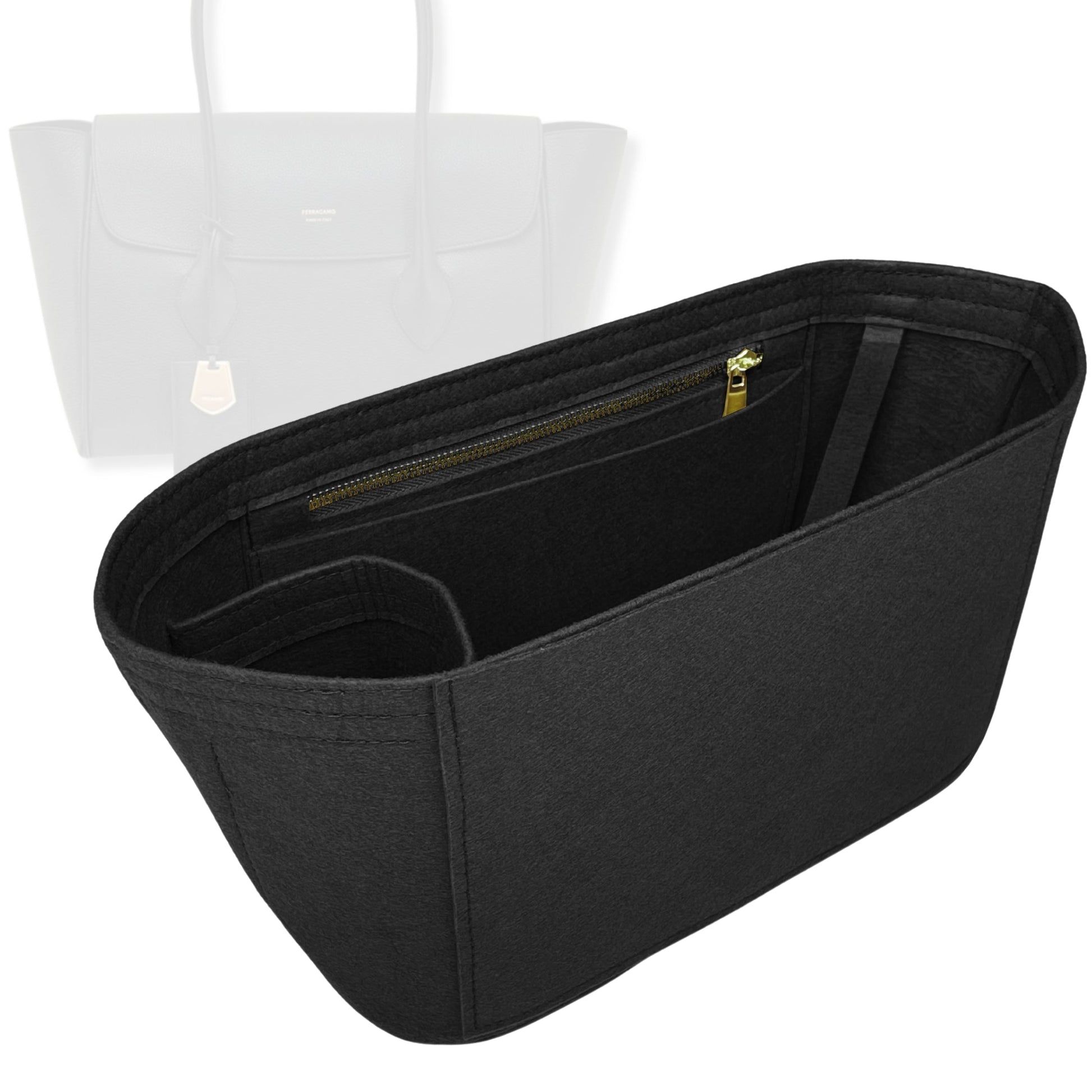 Bag Insert for (Ferragamo, East-West tote bag (XL)) Organizer Tote Purse Organiser Liner Shaper [Premium Felt Material]