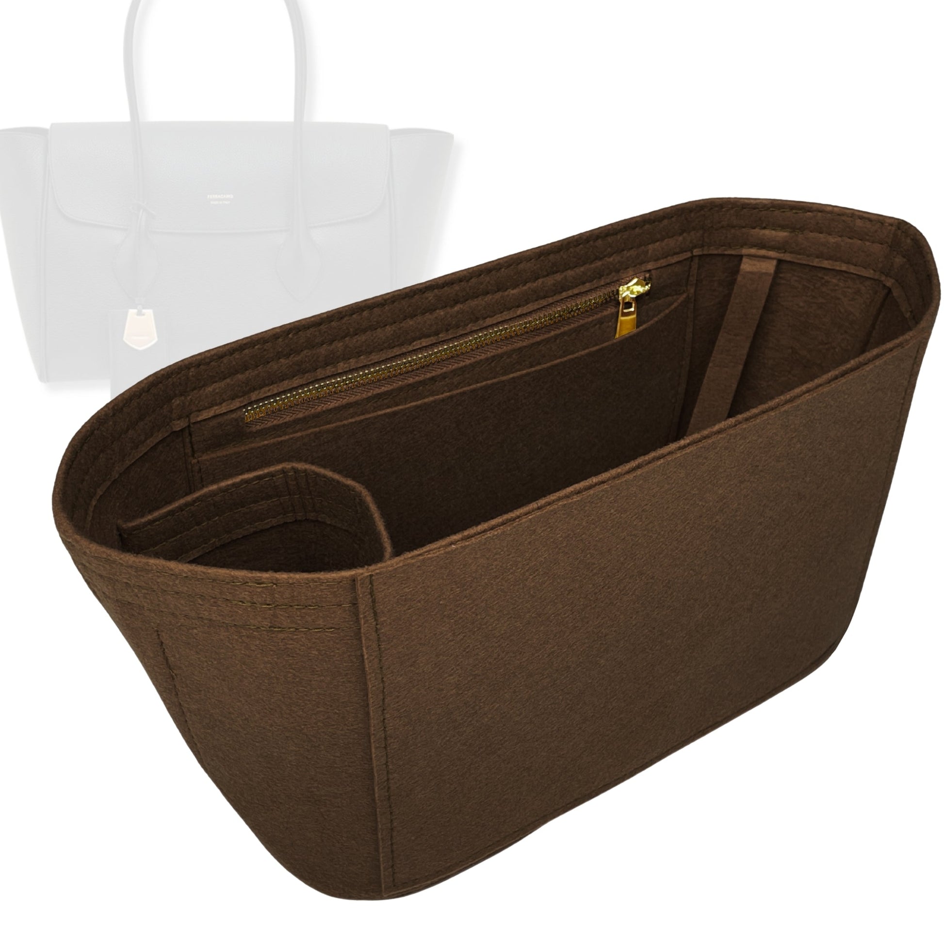 Bag Insert for (Ferragamo, East-West tote bag (L)) Organizer Tote Purse Organiser Liner Shaper [Premium Felt Material]