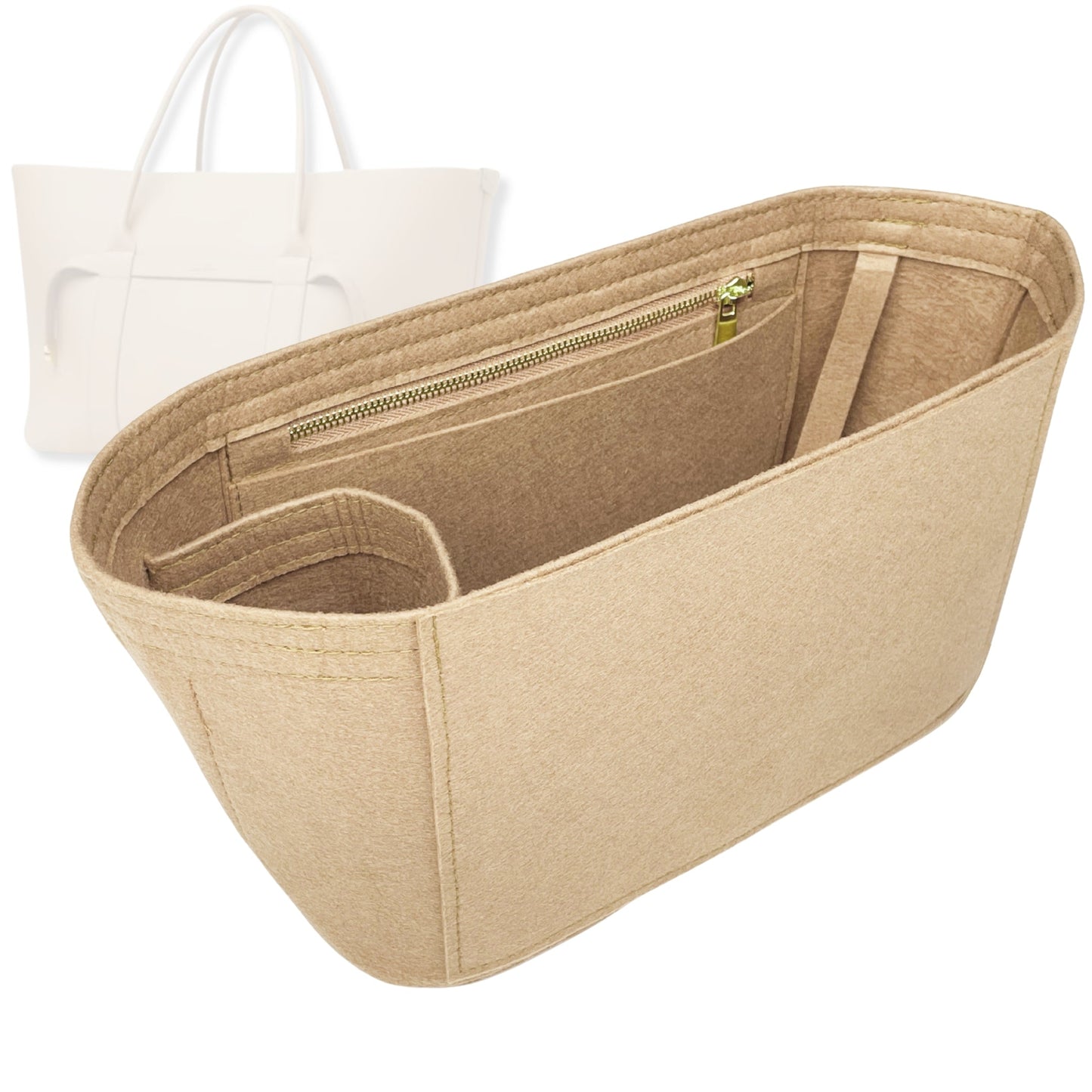 Bag Insert for (Loro Piana, Ghiera Shopper Large) Organizer Tote Purse Organiser Liner Shaper [Premium Felt Material]