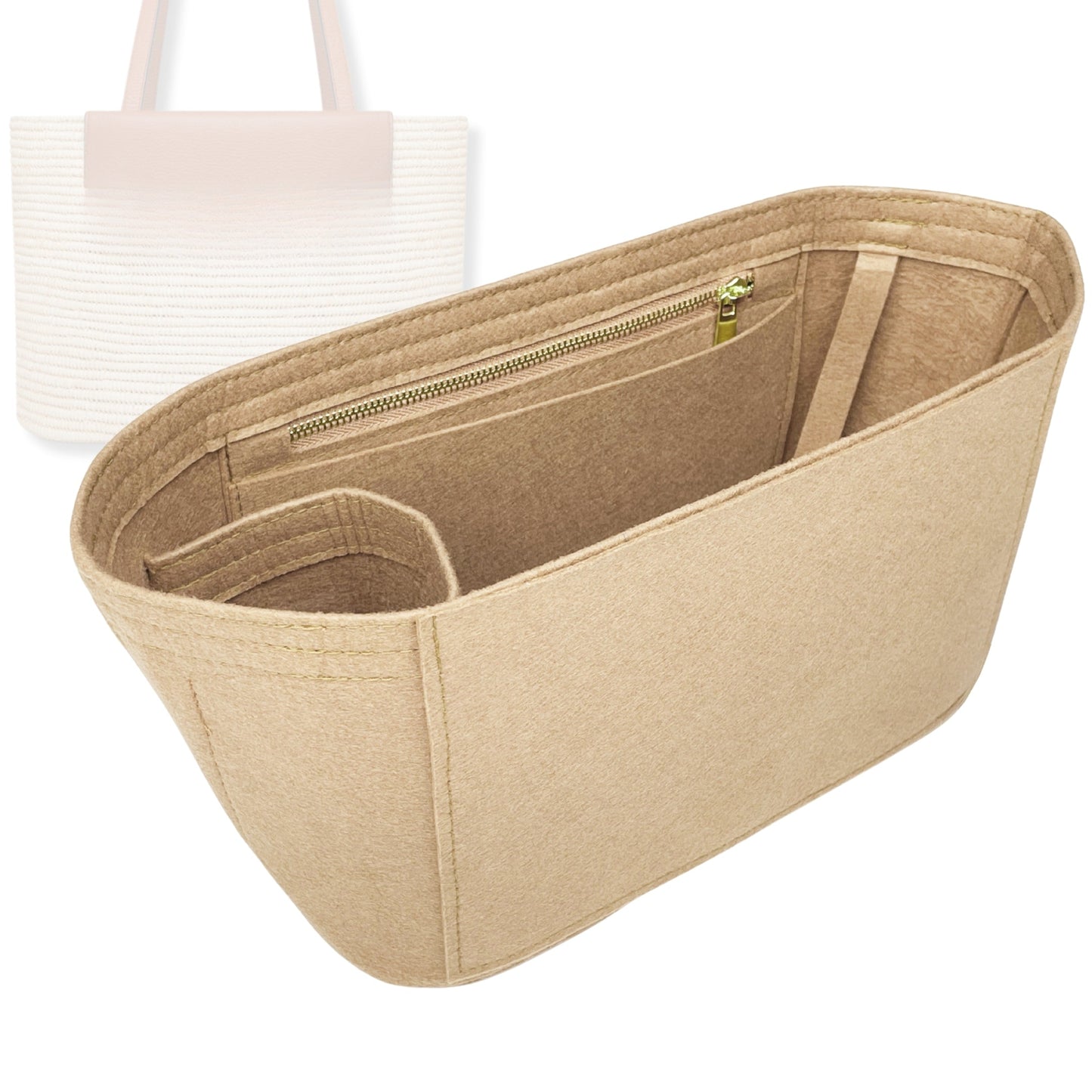 Bag Insert for (Strathberry, Medium Basket) Organizer Tote Purse Organiser Liner Shaper [Premium Felt Material]