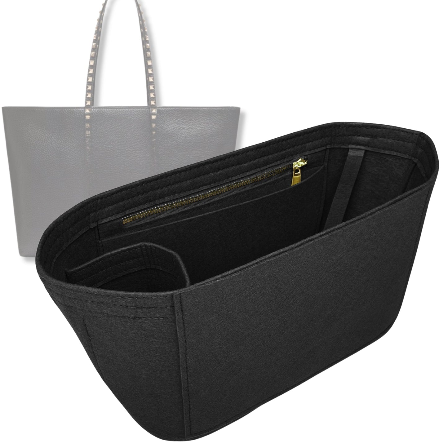 Bag Insert for (Valentino Garavani, Rockstud Shopping Bag) Organizer Tote Purse Organiser Liner Shaper [Premium Felt Material]