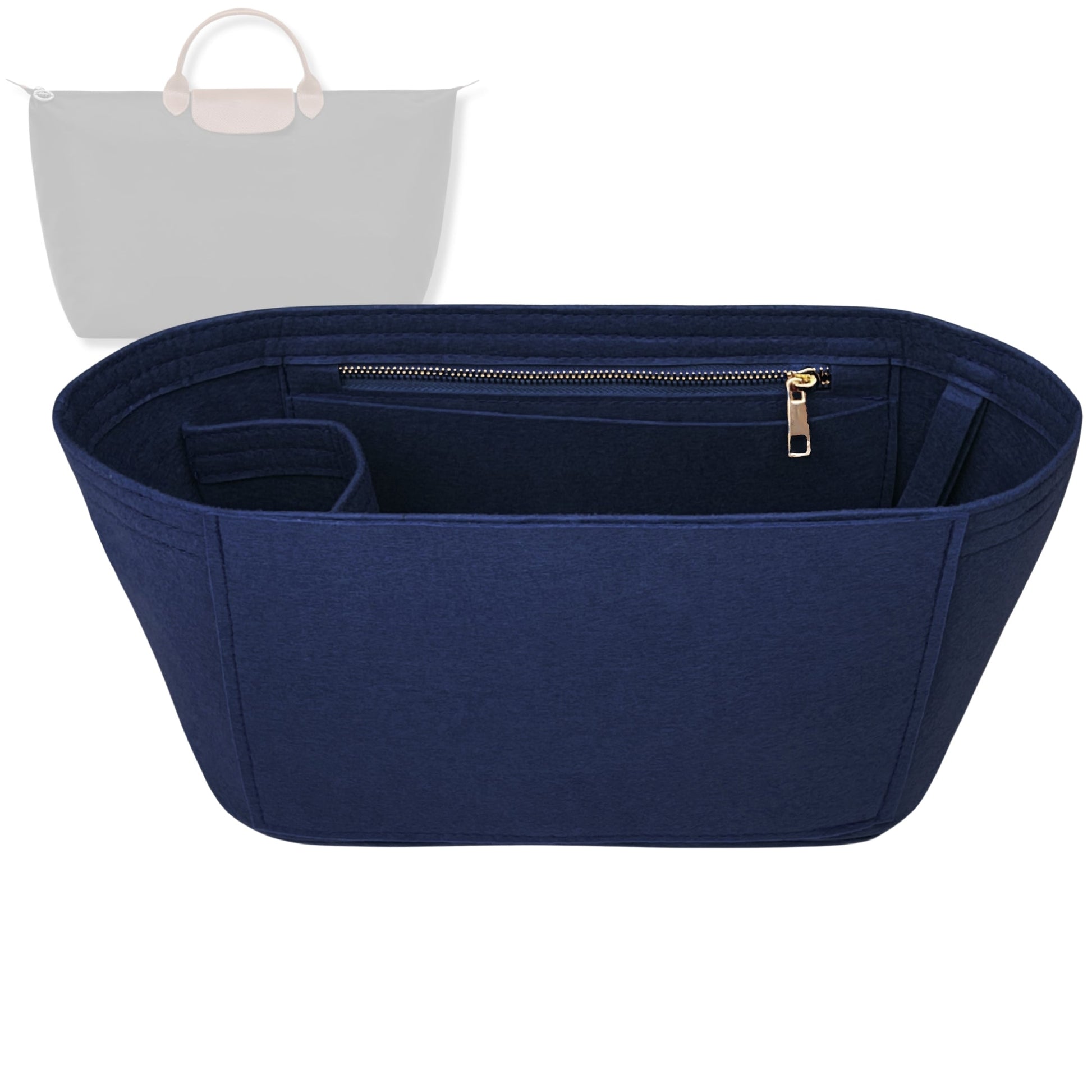 Bag Insert for (Longchamp, Le Pliage Original L Travel Bag) Organizer Tote Purse Organiser Liner Shaper [Premium Felt Material]