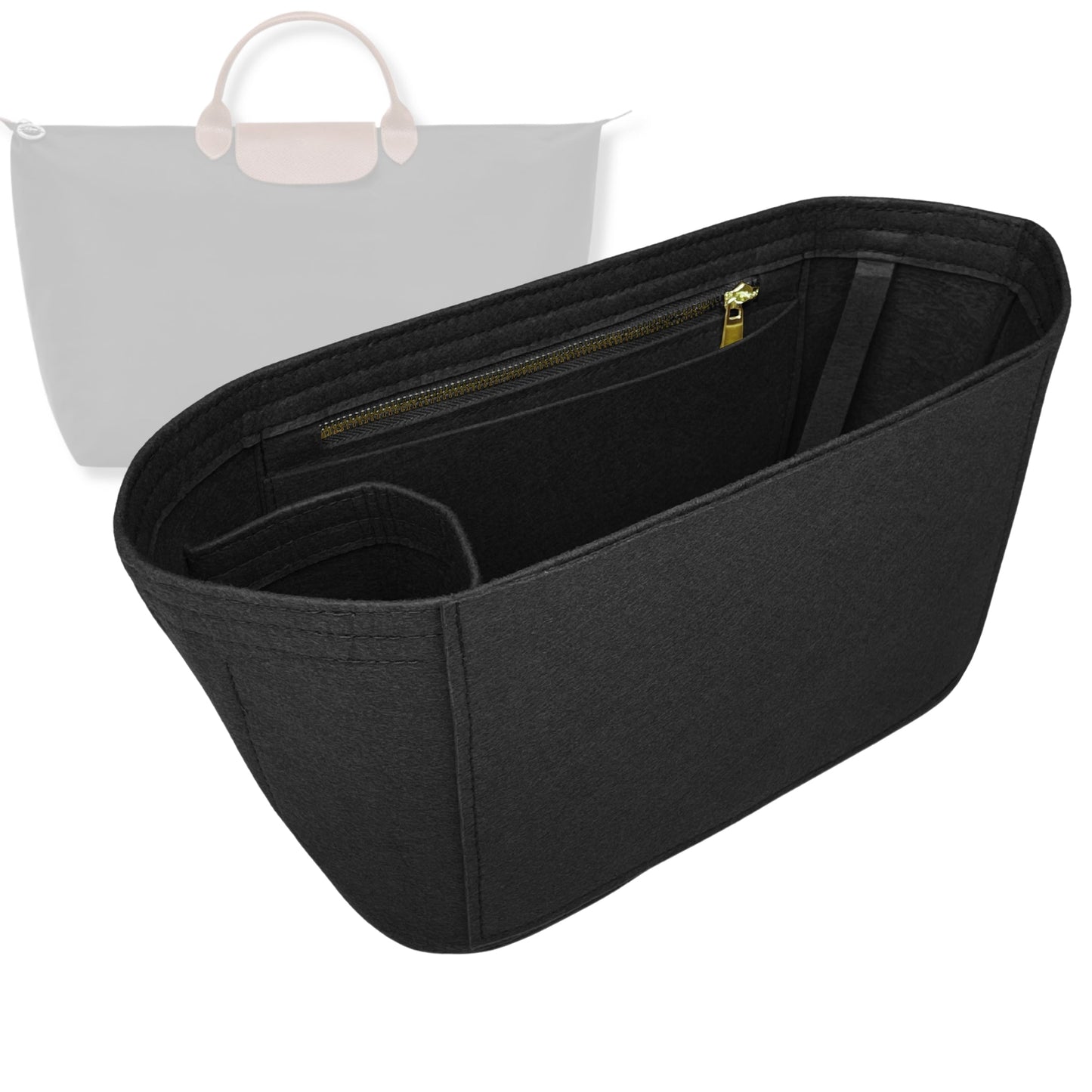 Bag Insert for (Longchamp, Le Pliage Original XL Travel Bag) Organizer Tote Purse Organiser Liner Shaper [Premium Felt Material]