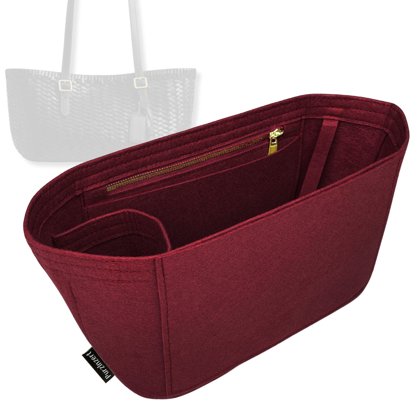Bag Insert for (Coach, Woven Leather Swing Tote) Organizer Tote Purse Organiser Liner Shaper [Premium Felt Material]