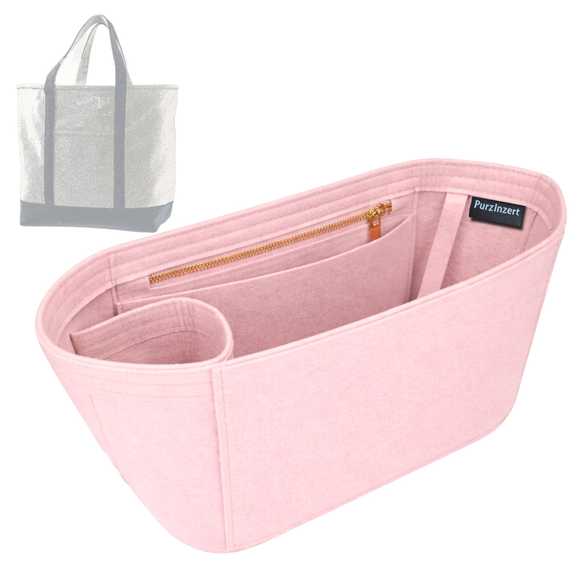 Bag Insert for (Lands End, Extra Large 5 Pocket Open Top Canvas Tote Bag) Organizer Tote Purse Organiser Liner Shaper [Premium Felt Material]