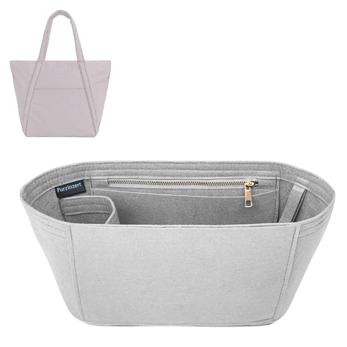 Bag Insert for (Baggu, Cloud Bag) Organizer Tote Purse Organiser Liner Shaper [Premium Felt Material]