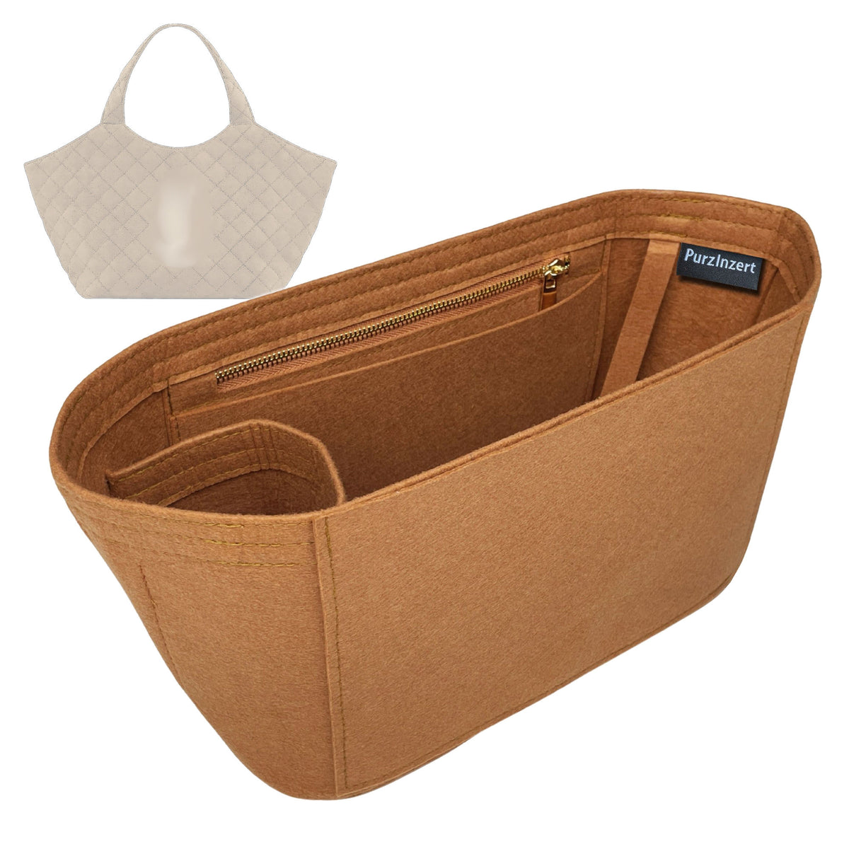 Bag Insert for (Saint Laurent (YSL), ICARE Medium in quilted suede) Organizer Tote Purse Organiser Liner Shaper [Premium Felt Material]