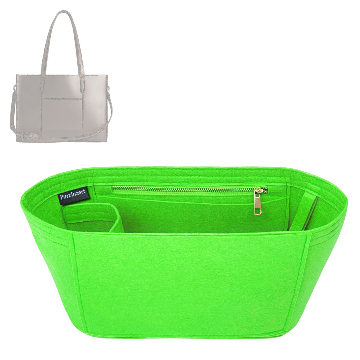 Bag Insert for (Portland Leather Goods, Large Lola Zipper Crossbody Tote - Oversized East/West) Organizer Tote Purse Organiser Liner Shaper [Premium Felt Material]