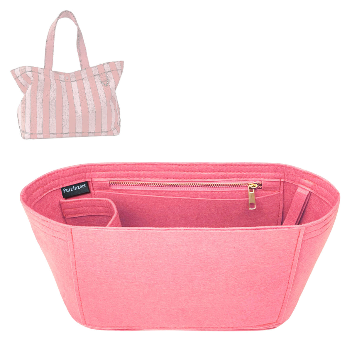 Bag Insert for (BaubleBar, Medium Striped Custom Alpha Tote) Organizer Tote Purse Organiser Liner Shaper [Premium Felt Material]