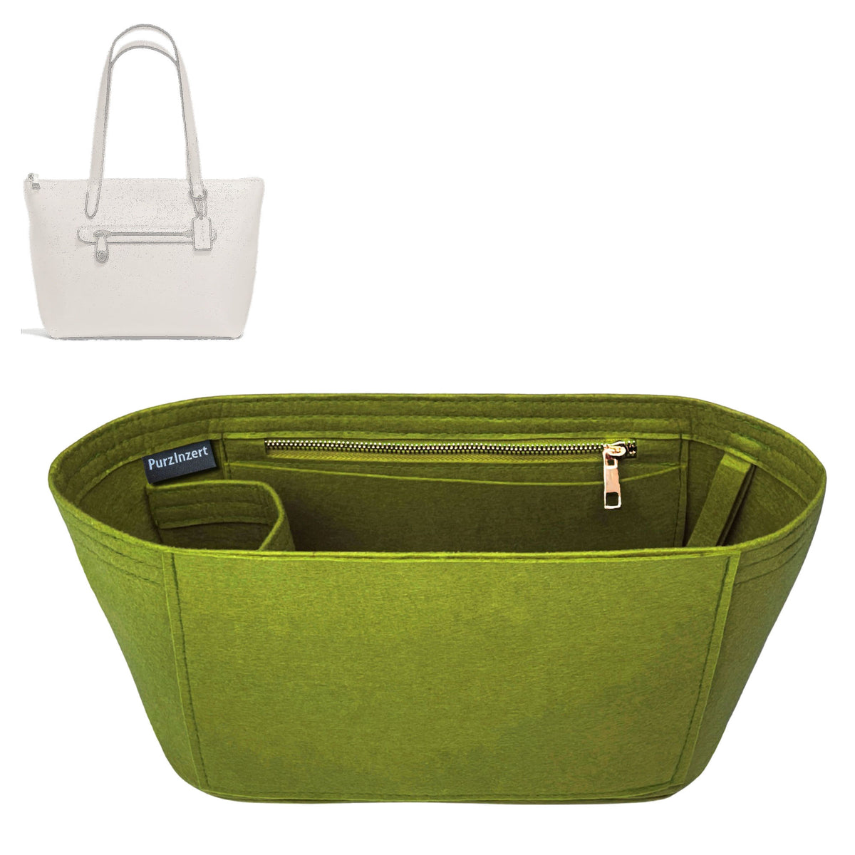 Bag Insert for (Coach, Taylor Tote CC402) Organizer Tote Purse Organiser Liner Shaper [Premium Felt Material]