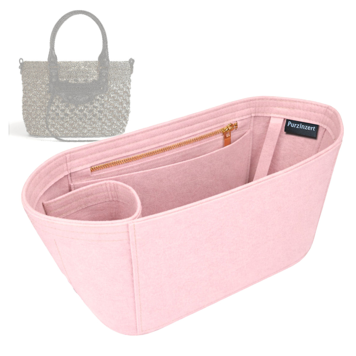 Bag Insert for (Balenciaga, Le City Basket Small) Organizer Tote Purse Organiser Liner Shaper [Premium Felt Material]