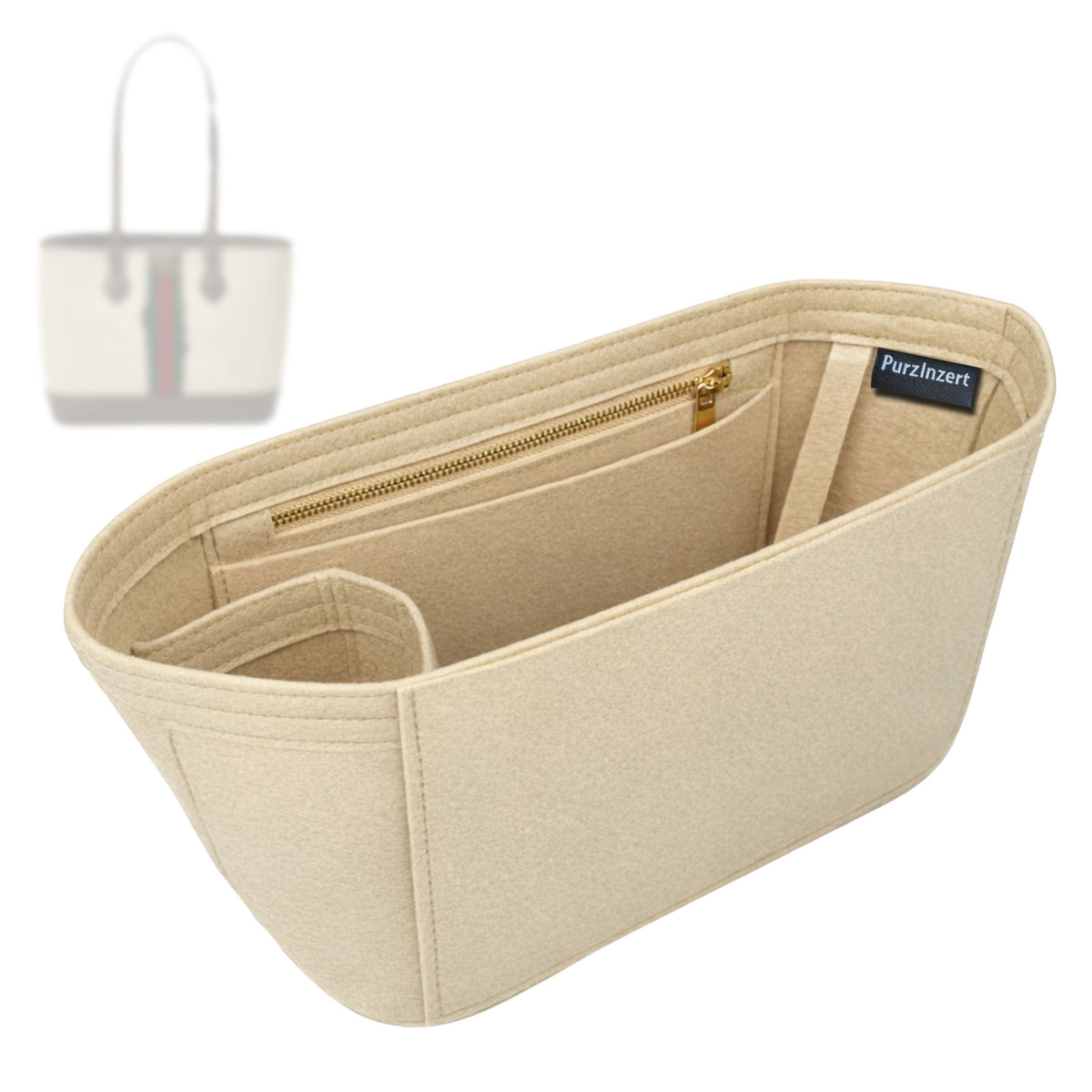 Bag Insert for (Gucci, Ophidia Medium Tote Bag 836849) Organizer Tote Purse Organiser Liner Shaper [Premium Felt Material]