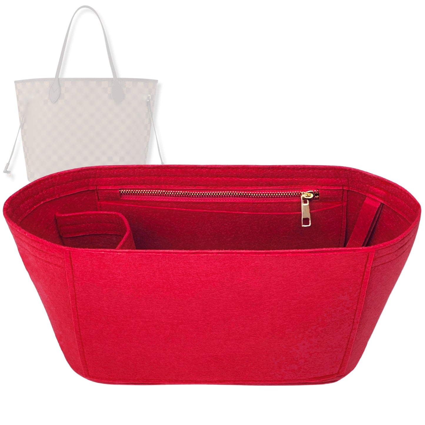 Bag Insert for (LV, Neverfull MM) Organizer Tote Purse Organiser Liner Shaper [Premium Felt Material]
