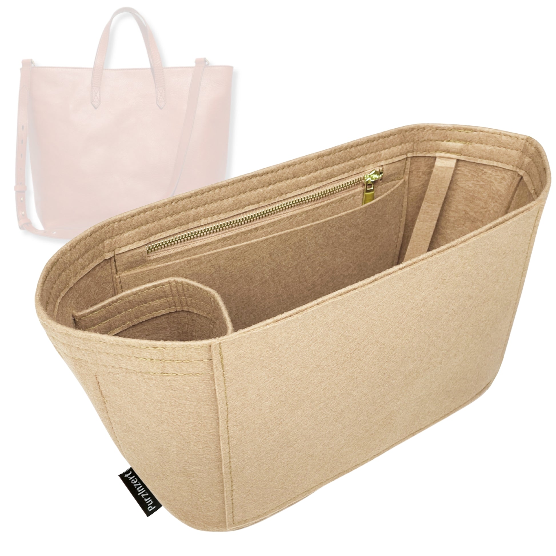 Bag Insert for (Madewell, Zip-Top Transport Carryall) Organizer Tote Purse Organiser Liner Shaper [Premium Felt Material]