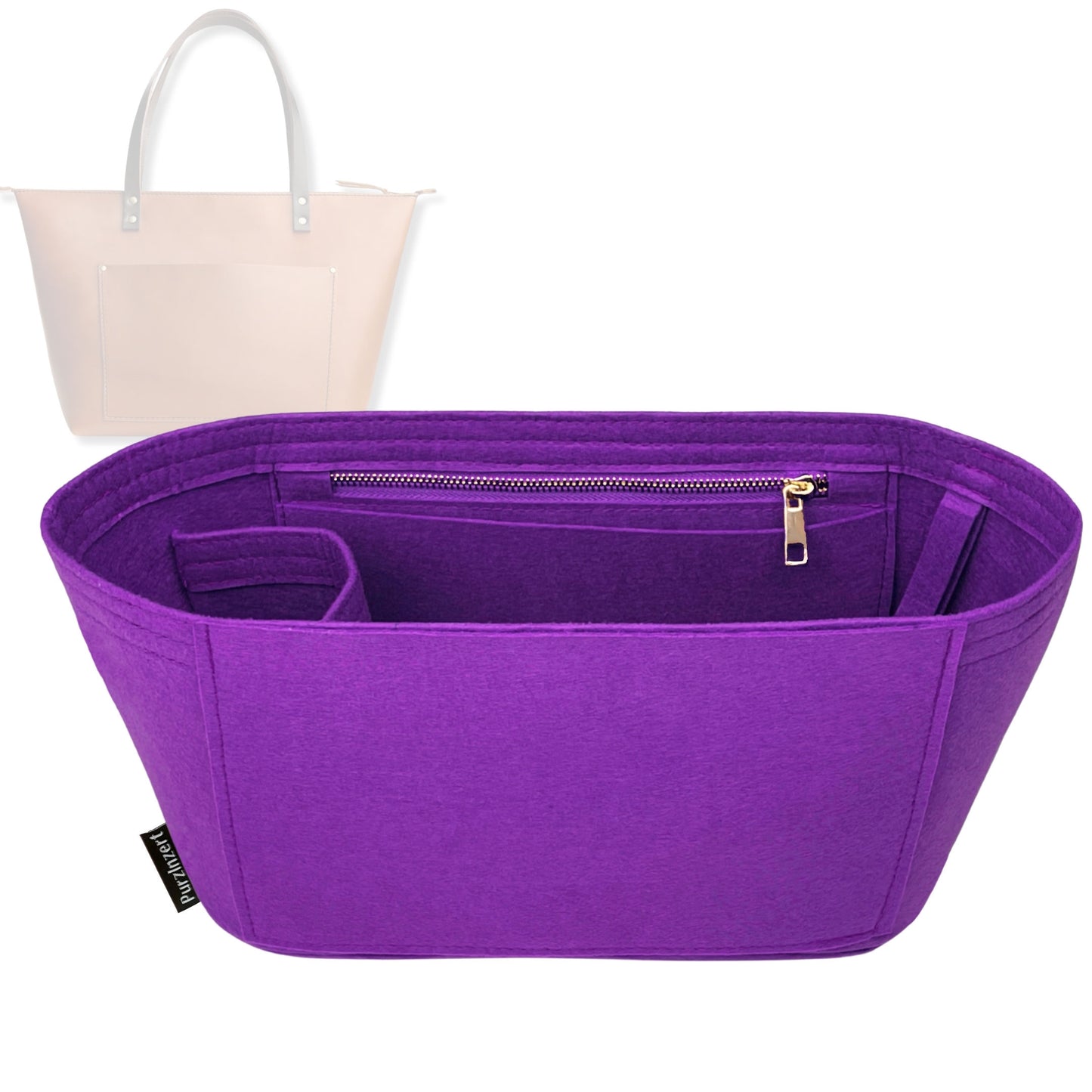 Bag Insert for (Portland Leather Goods, Zipper Tote Medium) Organizer Tote Purse Organiser Liner Shaper [Premium Felt Material]