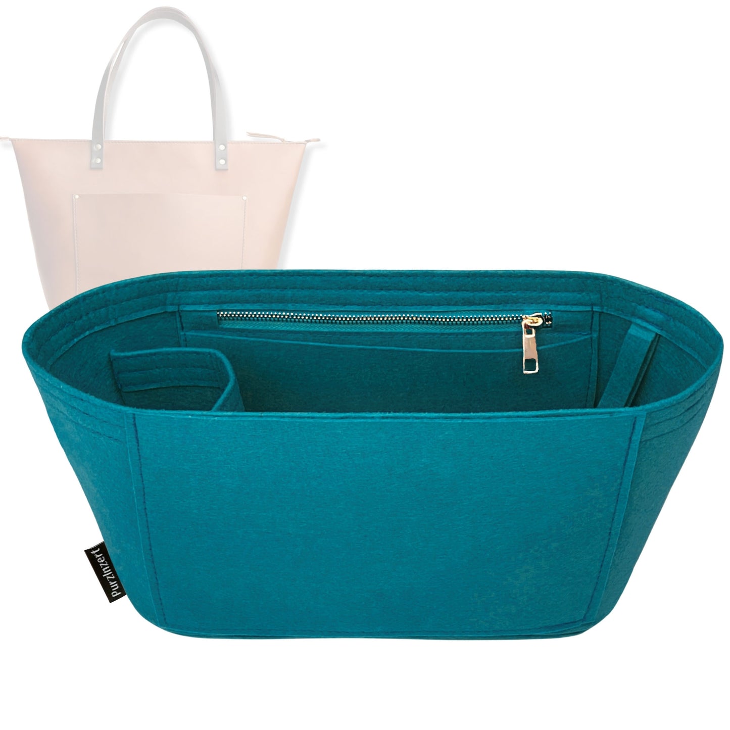 Bag Insert for (Portland Leather Goods, Zipper Tote Oversized) Organizer Tote Purse Organiser Liner Shaper [Premium Felt Material]