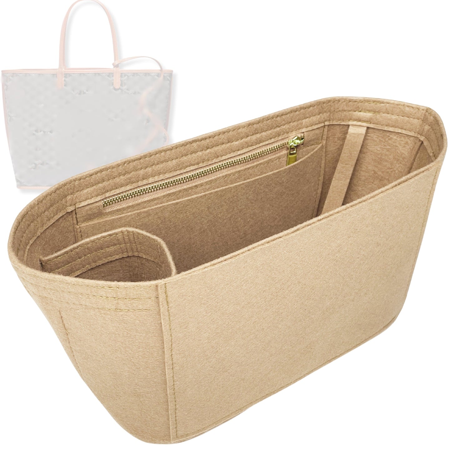 Bag Insert for (Goyard, Anjou GM (Large)) Organizer Tote Purse Organiser Liner Shaper [Premium Felt Material]